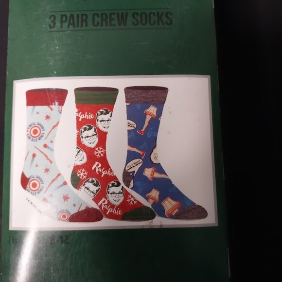 A Christmas Story Adult Movie Inspired Design 3 Pack Crew Socks - Picture 2 of 6
